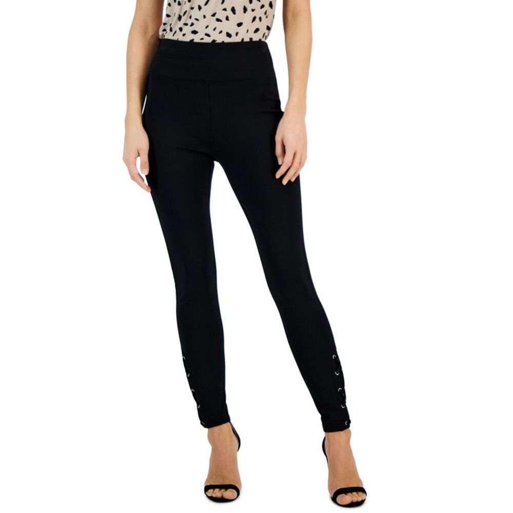 INC International Concepts Women's Pull-On Ponte Lace-Up-Cuff Skinny Pants